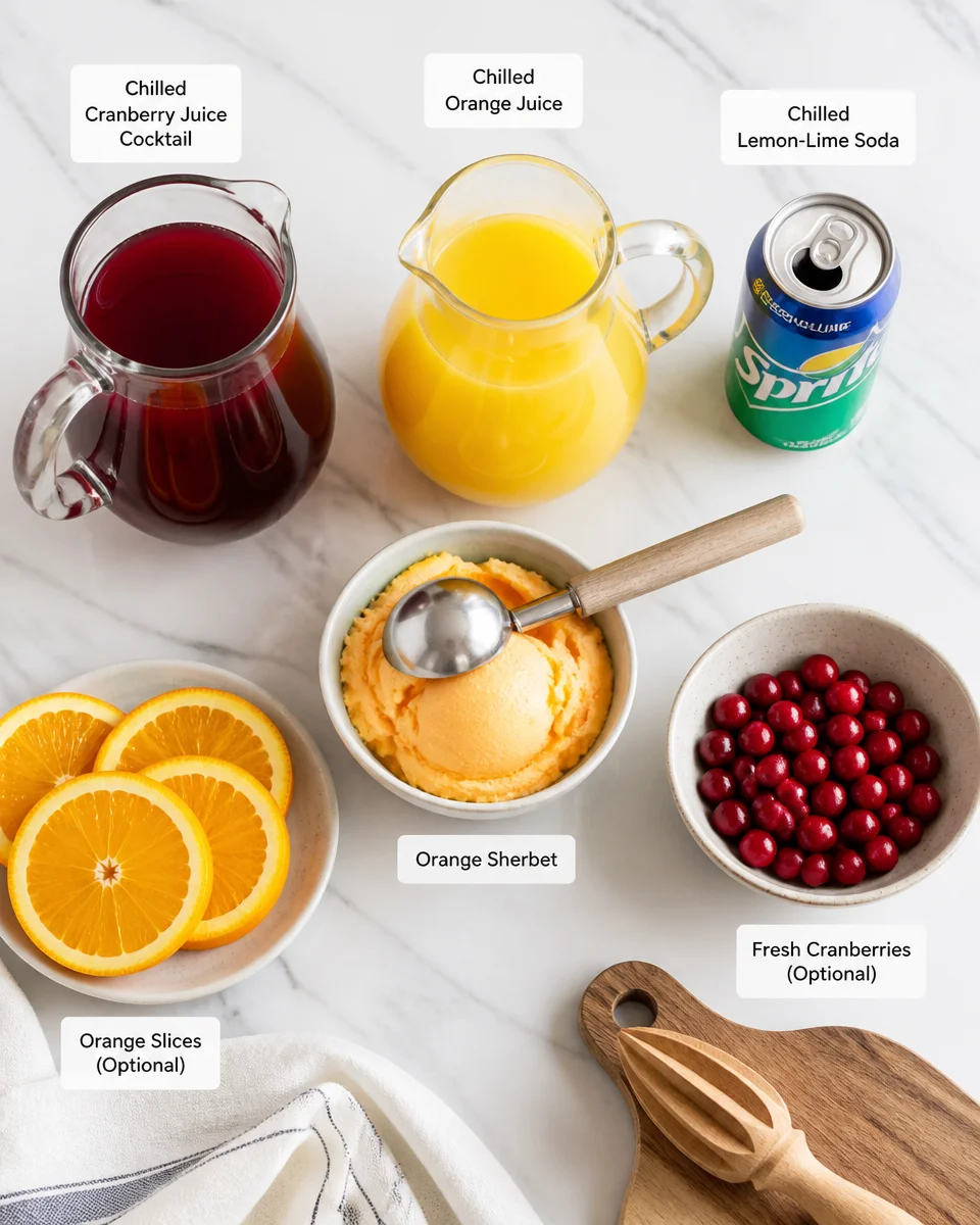 Cranberry Orange Punch with Sherbet