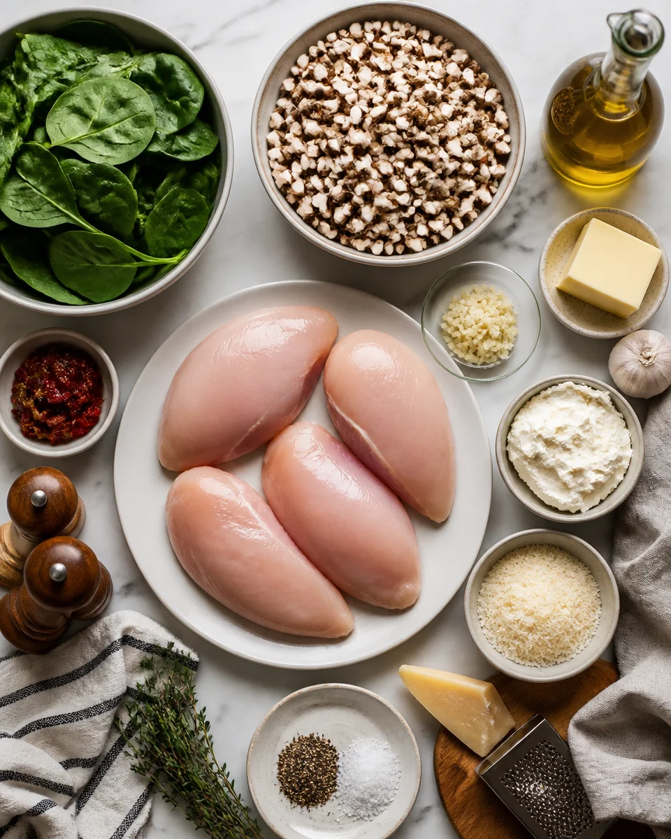 Creamy Mushroom and Spinach Stuffed Chicken