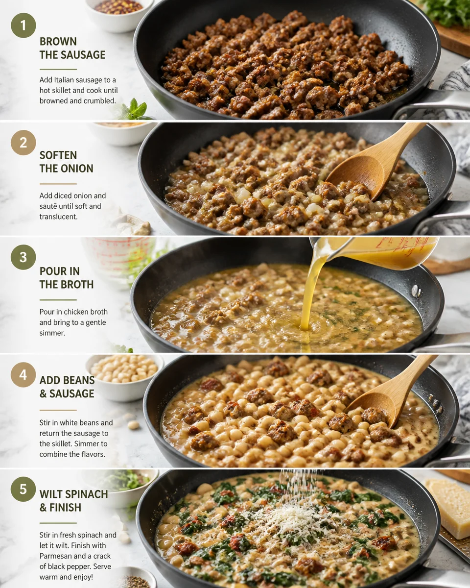 Creamy Tuscan White Bean and Sausage Skillet