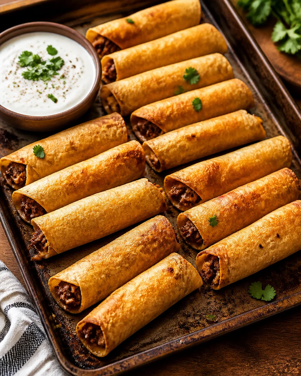 Crispy Baked Taquitos with Cheese