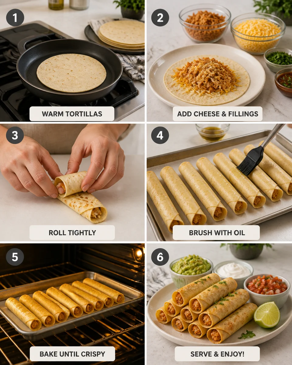 Crispy Baked Taquitos with Cheese