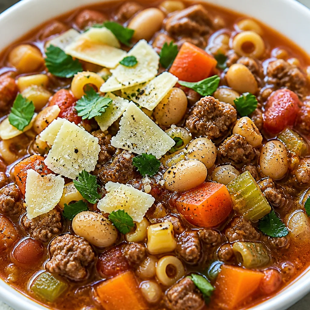 Crock Pot Beef and Vegetable Minestrone filled with fresh vegetables and tender beef.