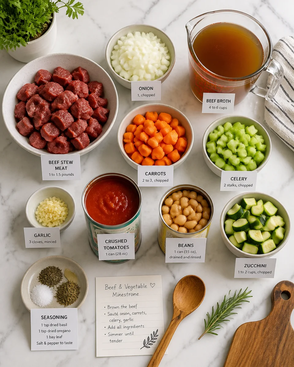 Crock Pot Beef and Vegetable Minestrone