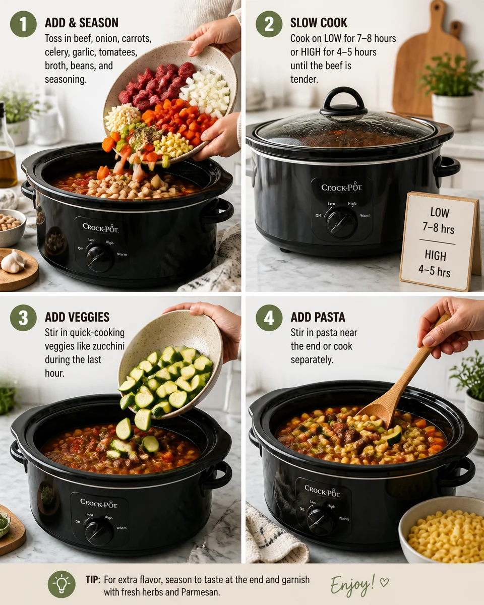 Crock Pot Beef and Vegetable Minestrone