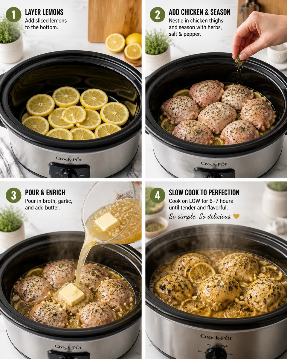 Crock Pot Lemon Garlic Chicken Thighs
