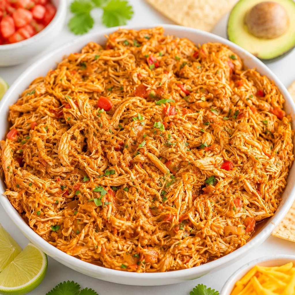 Delicious Crock Pot Salsa Chicken Rice Bowls garnished with cilantro and avocado.