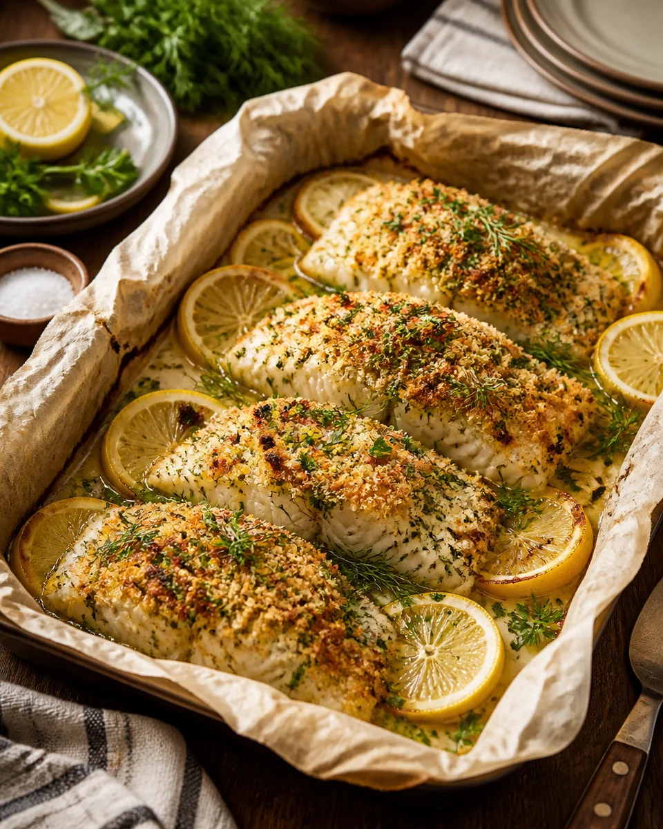 Easy Baked Cod — Lemon Herb Panko Crust