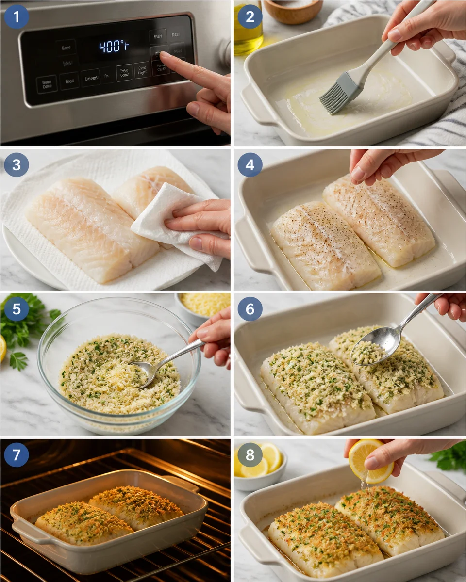 Easy Baked Cod — Lemon Herb Panko Crust
