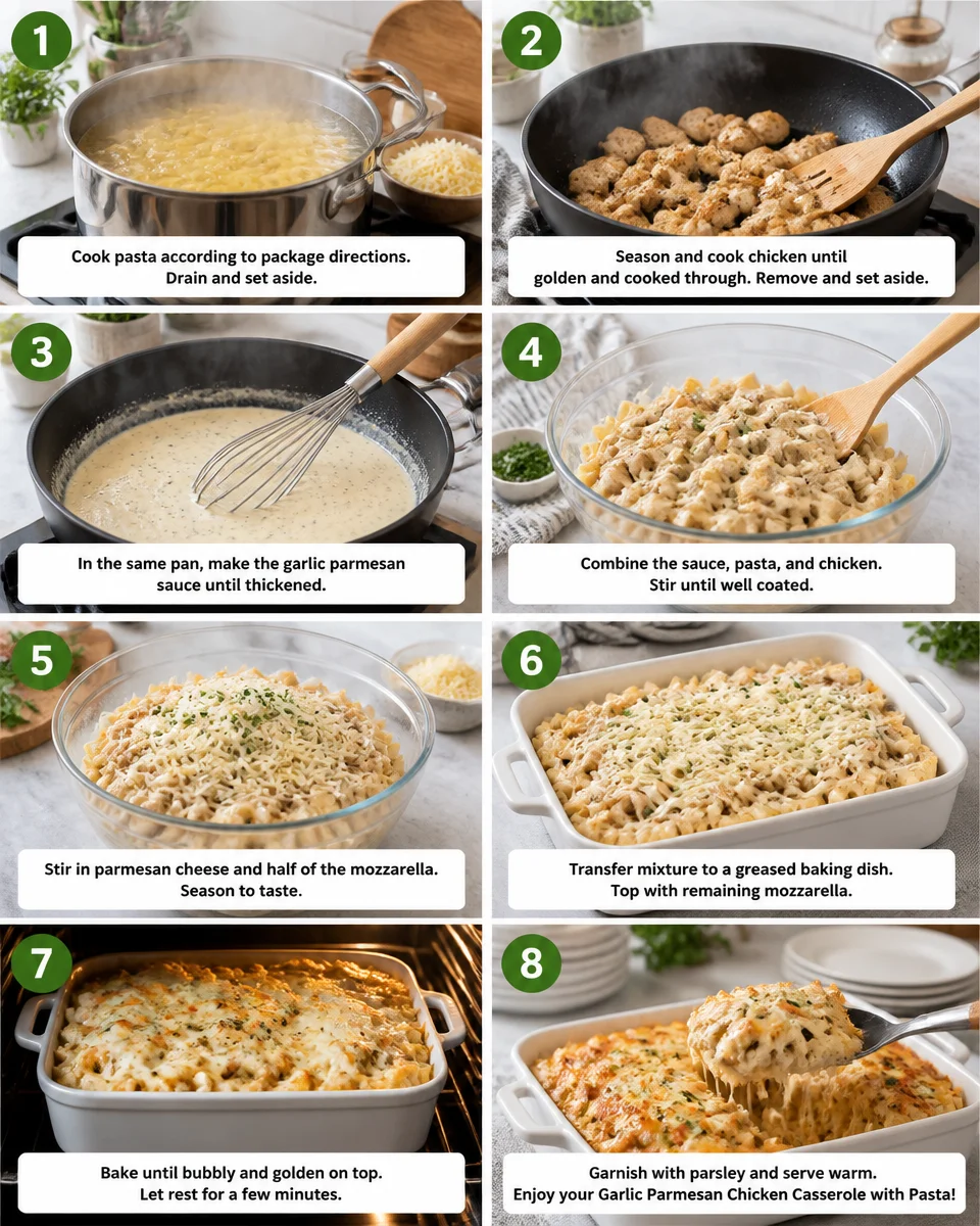 Garlic Parmesan Chicken Casserole with Pasta