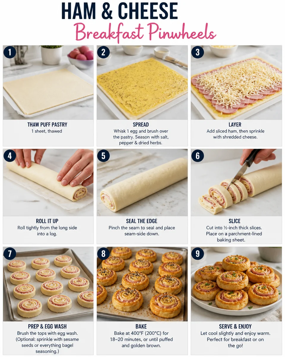 Ham and Cheese Breakfast Pinwheels