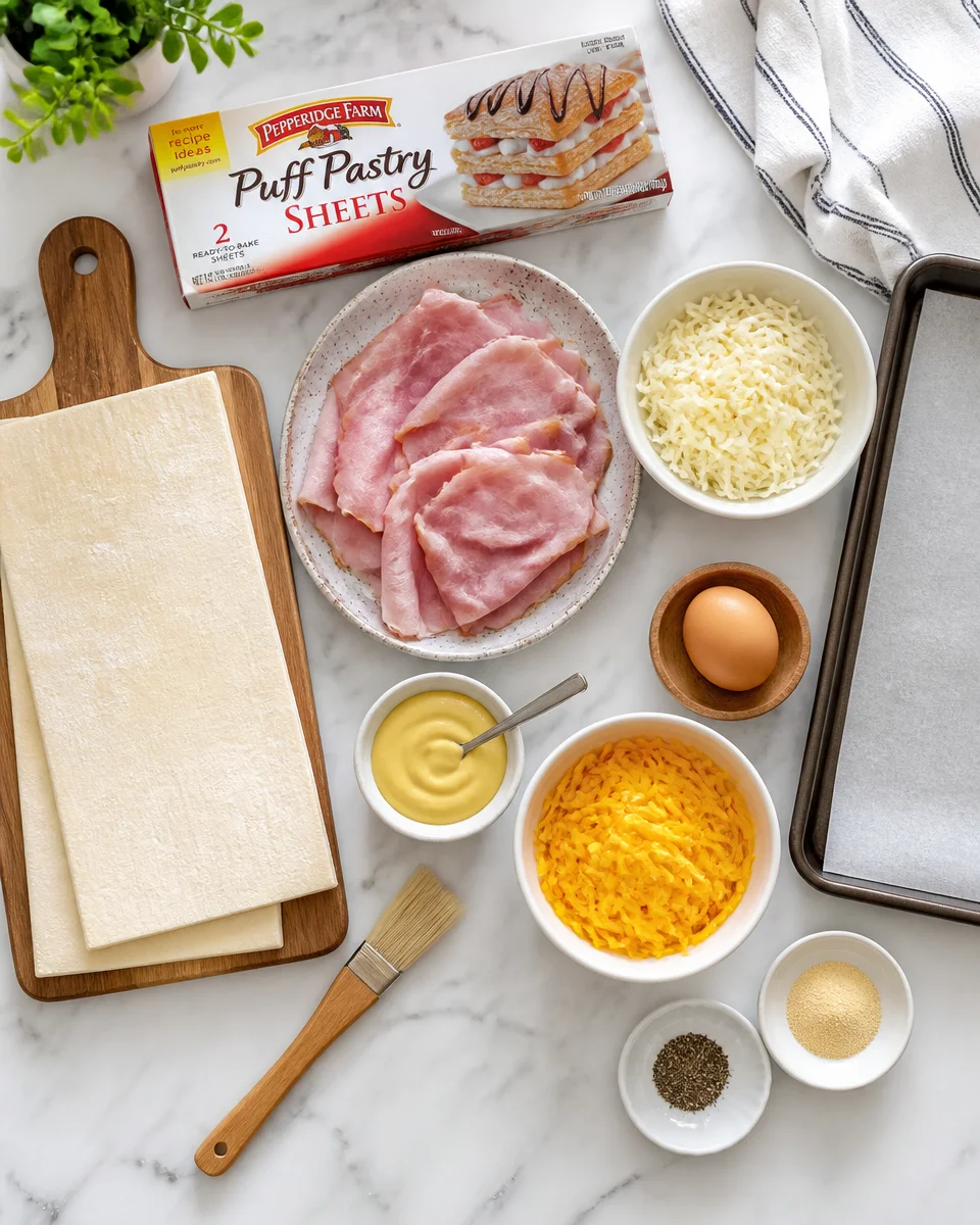 Ham and Cheese Puff Pastry Pinwheels