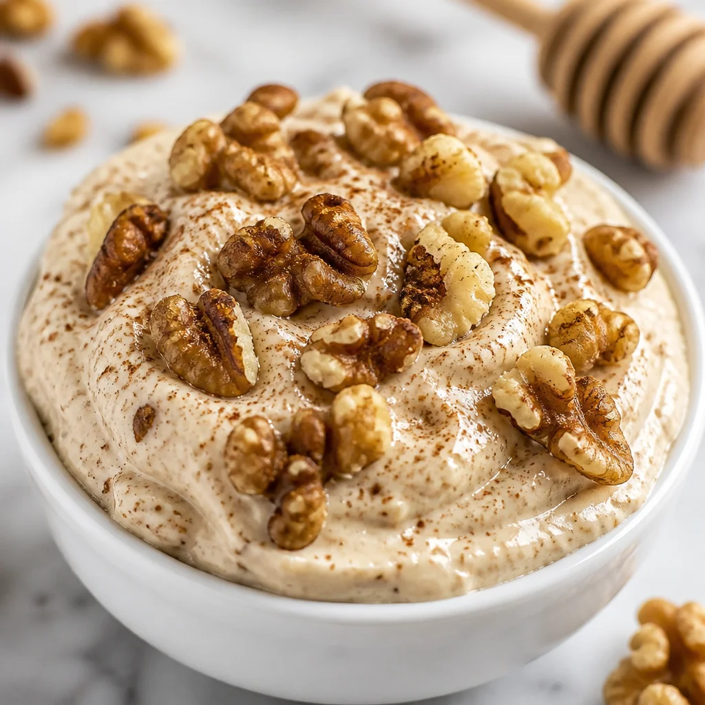 Delicious Honey Walnut Cream Cheese Dip served with assorted fruits and bread.