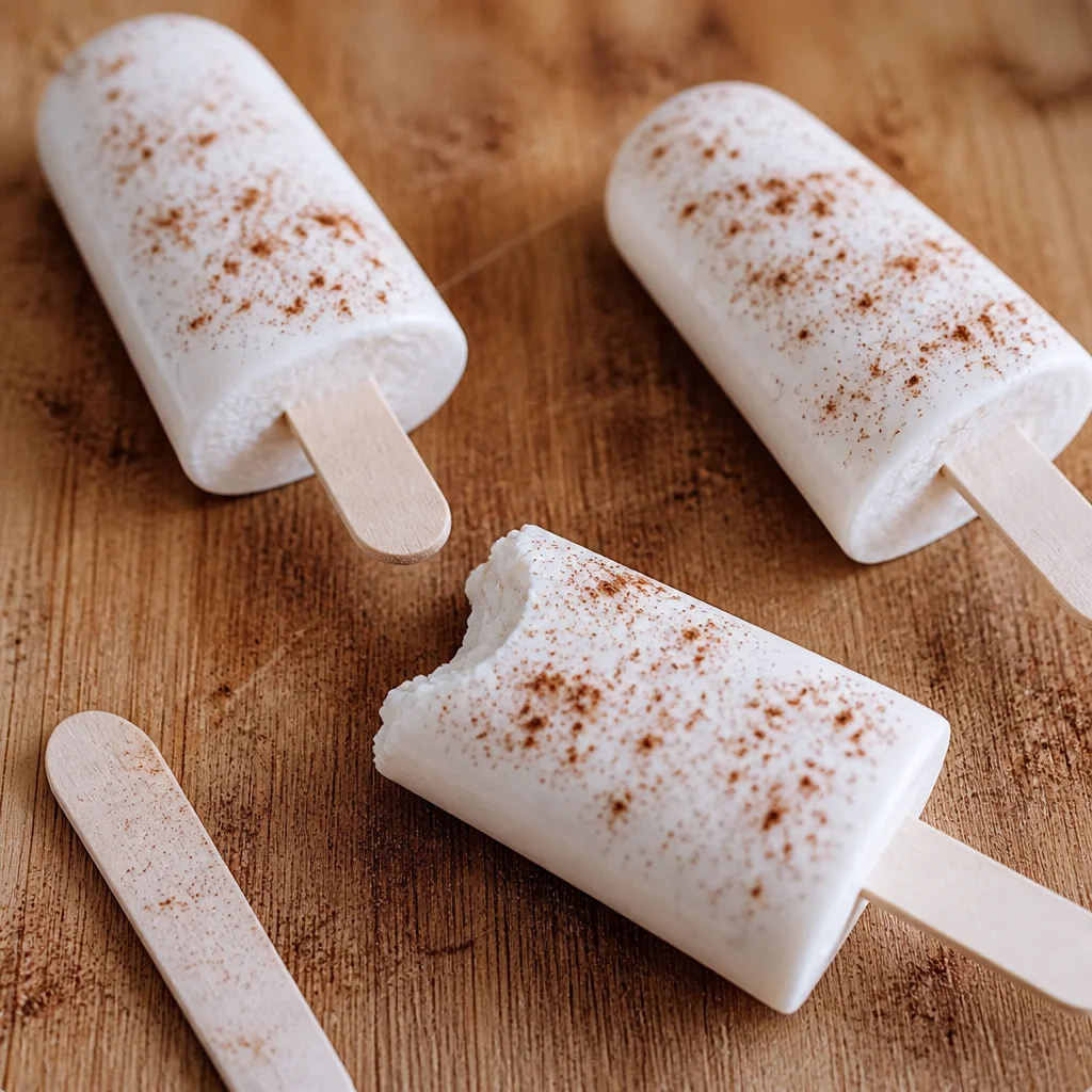 Homemade Horchata Popsicles in a colorful mold, a refreshing summer treat.