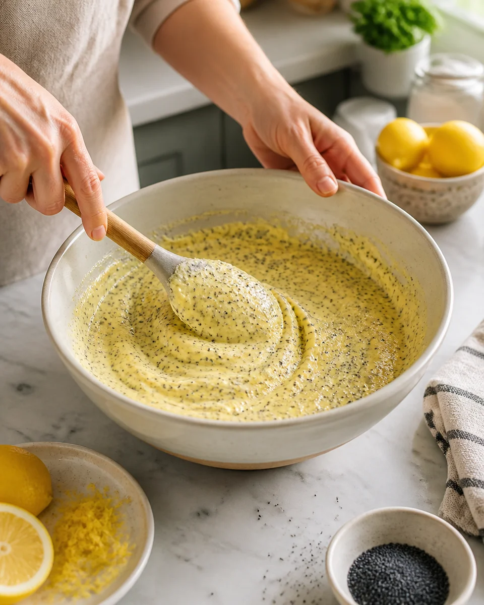 Lemon Poppy Seed Poke Cake with Glaze