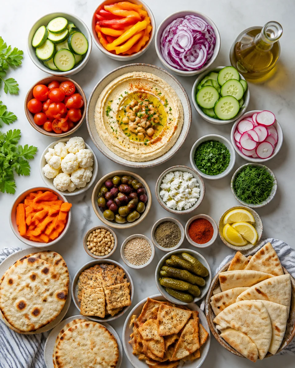 Loaded Hummus Board with Roasted Vegetables