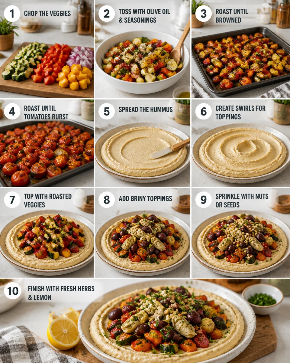 Loaded Hummus Board with Roasted Vegetables