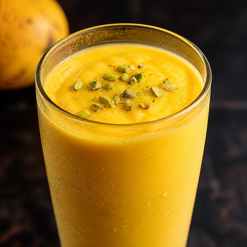 Creamy Mango Lassi frozen dessert with vibrant mango and yogurt blend.