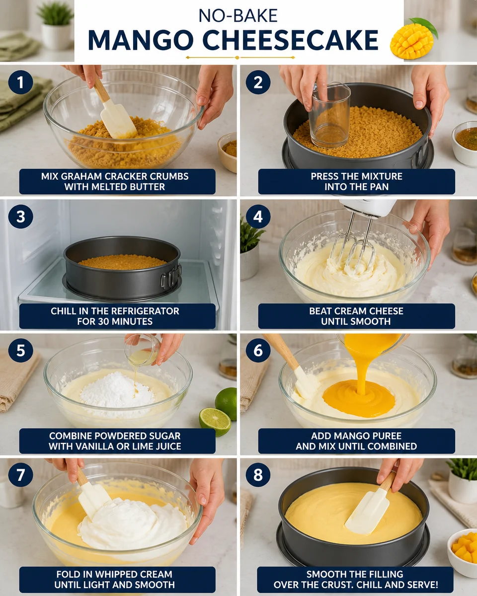 No-Bake Mango Cheesecake with Graham Crust