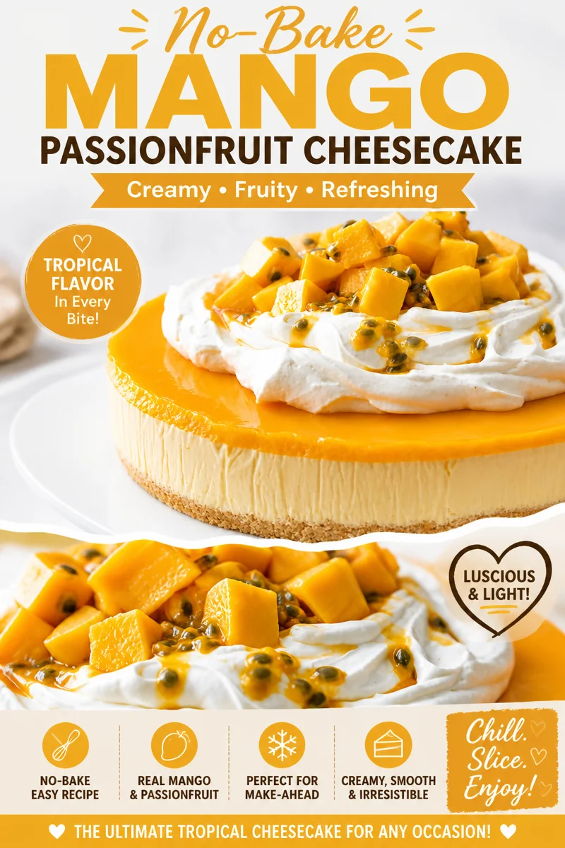 No-Bake Mango Cheesecake with Graham Crust