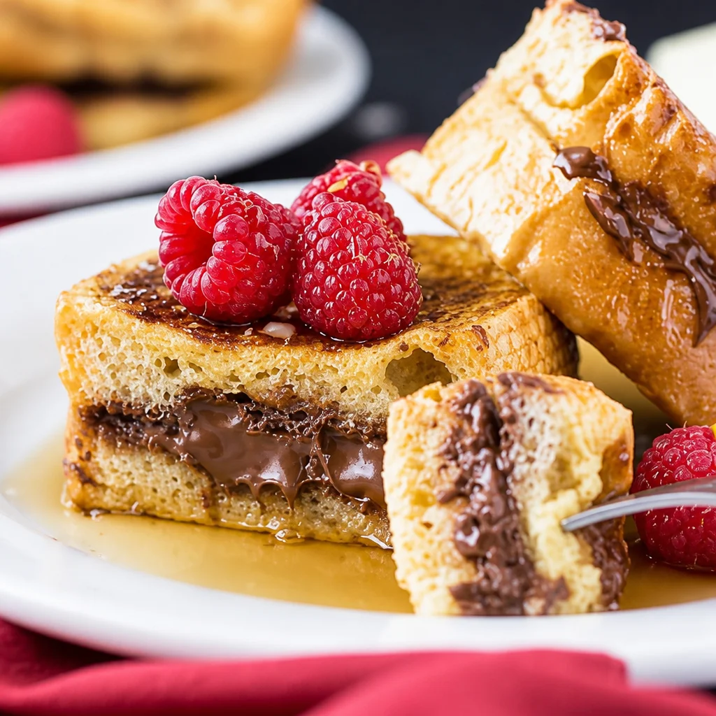 Delicious Nutella Stuffed French Toast with brioche bread, ideal for special breakfasts.