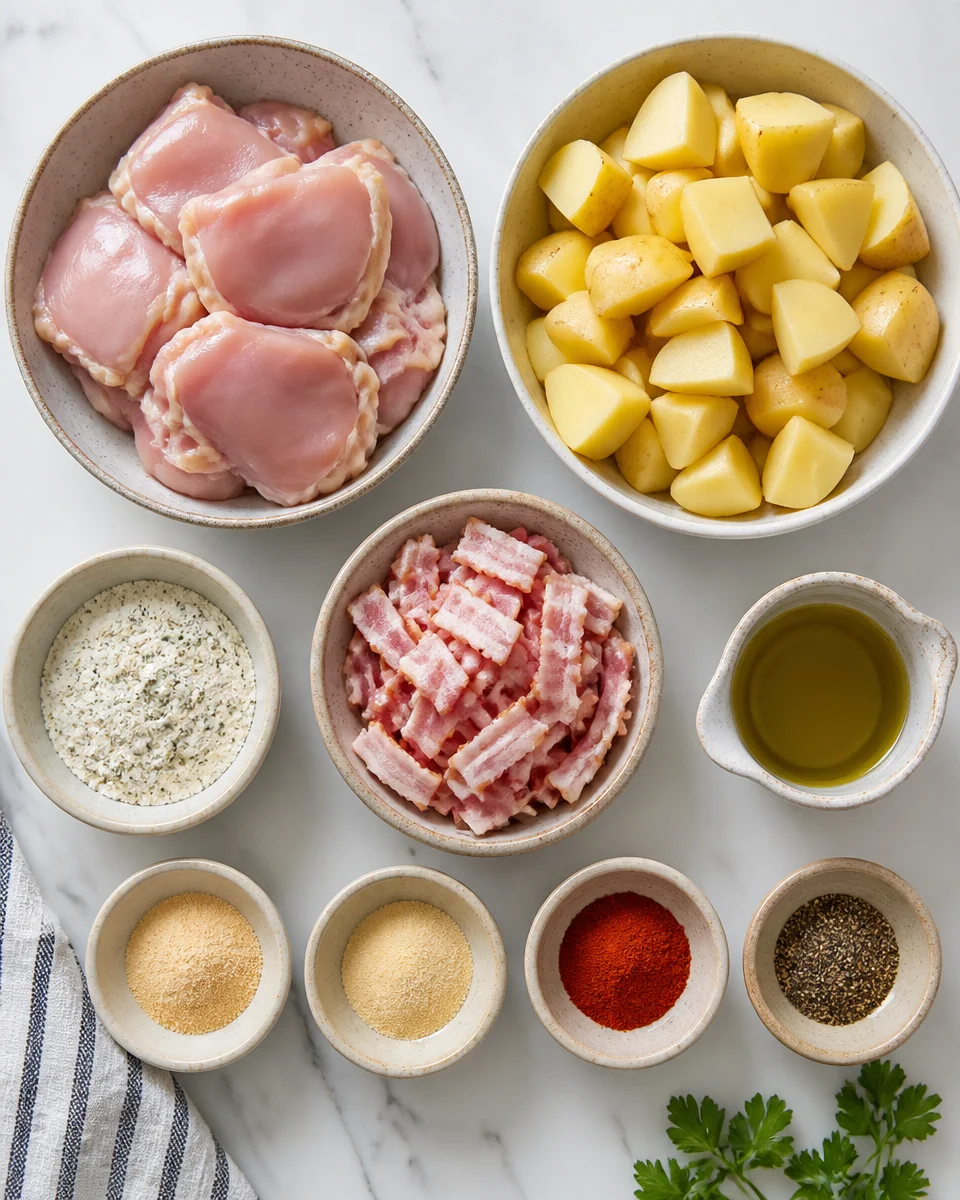 One Pan Bacon Ranch Chicken and Potatoes
