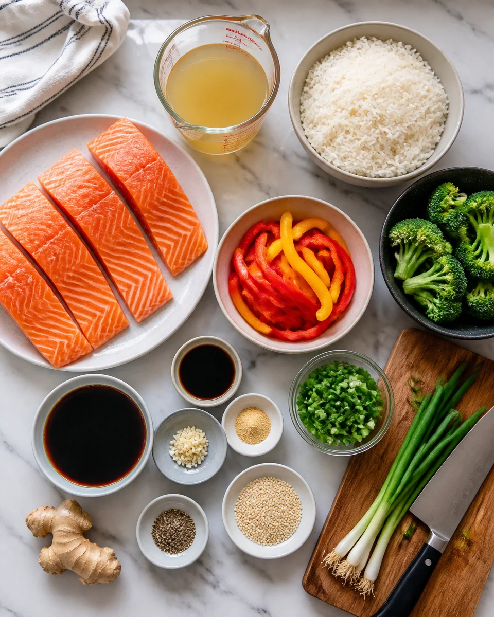 One Pan Teriyaki Salmon and Rice