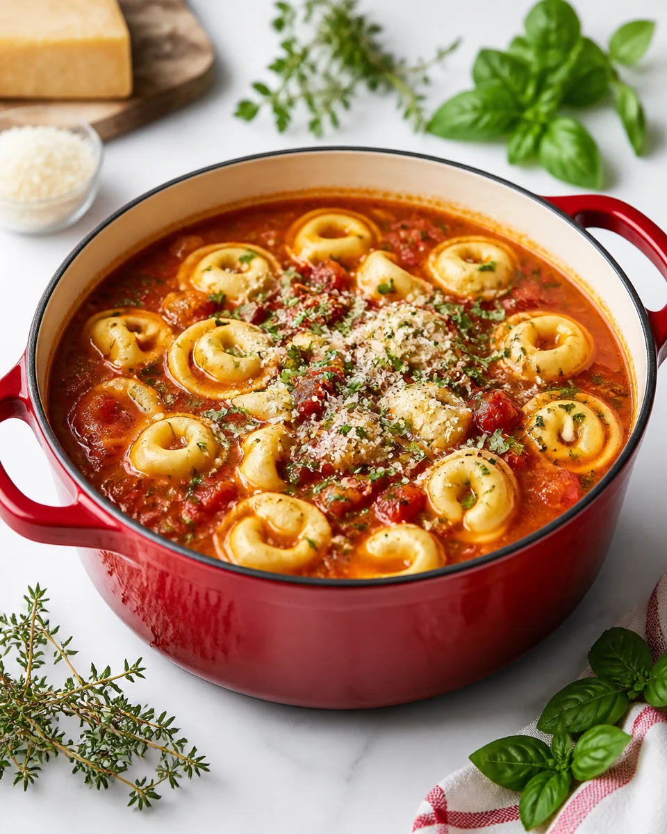 One Pot Chicken Tortellini Soup
