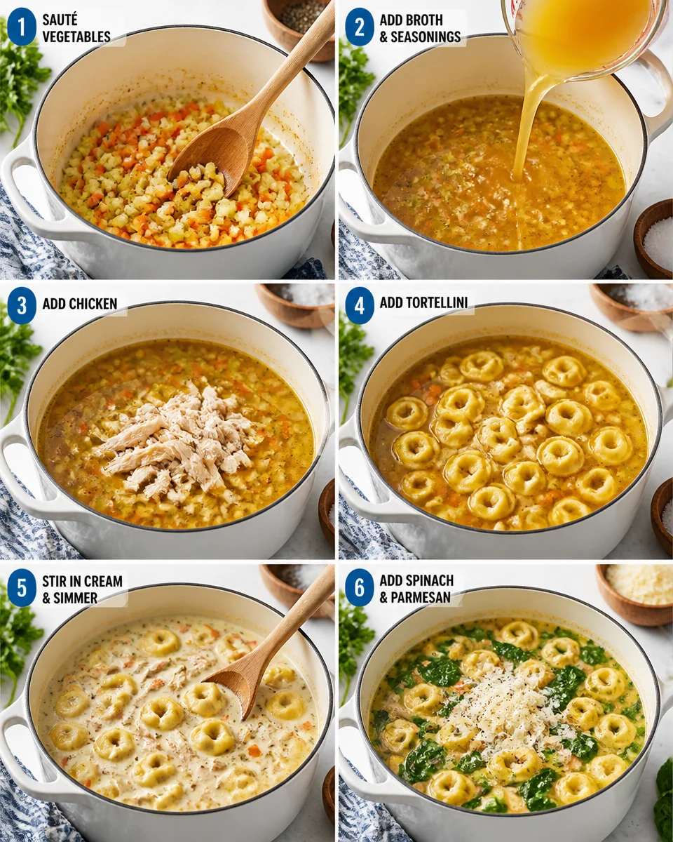 One Pot Chicken Tortellini Soup
