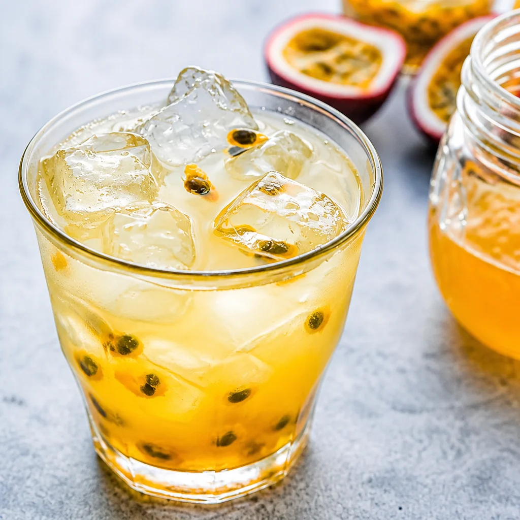 Refreshing Passion Fruit Lemonade Punch served in a pitcher with lemon slices.