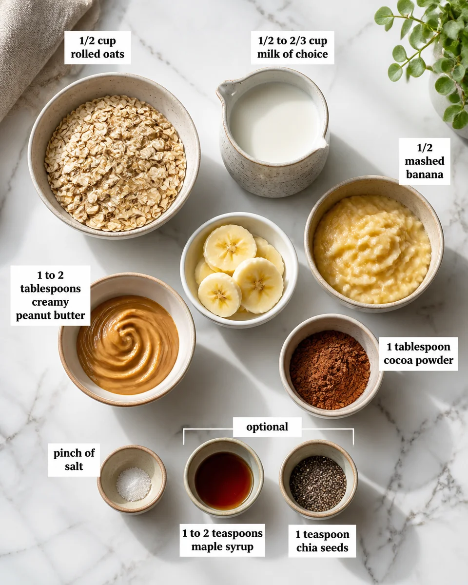Peanut Butter Banana Overnight Oats with Chocolate