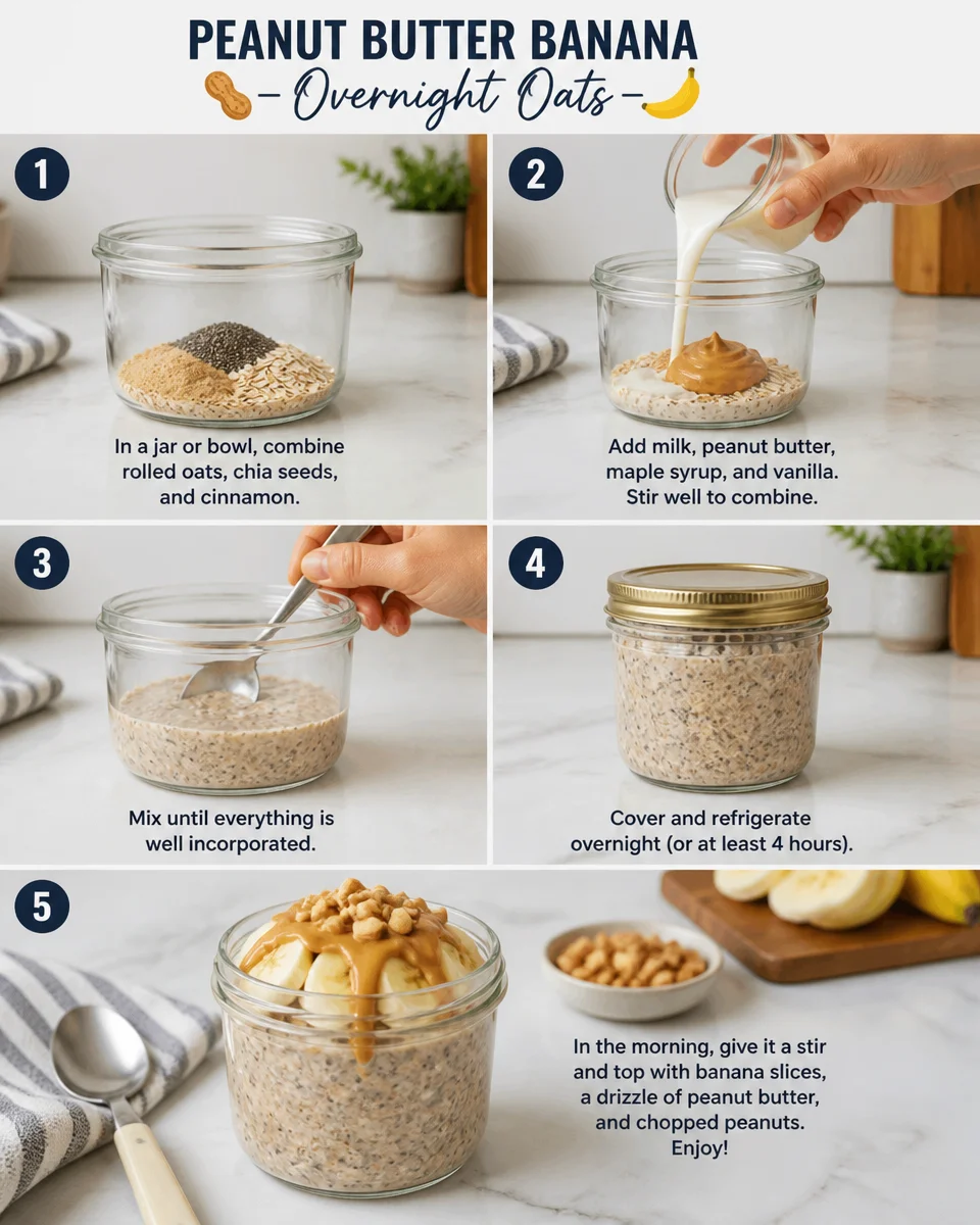 Peanut Butter Banana Overnight Oats with Chocolate