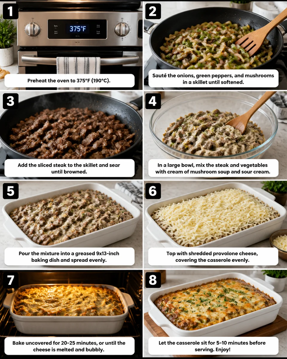 Philly Cheesesteak Casserole (Low Carb Option!)