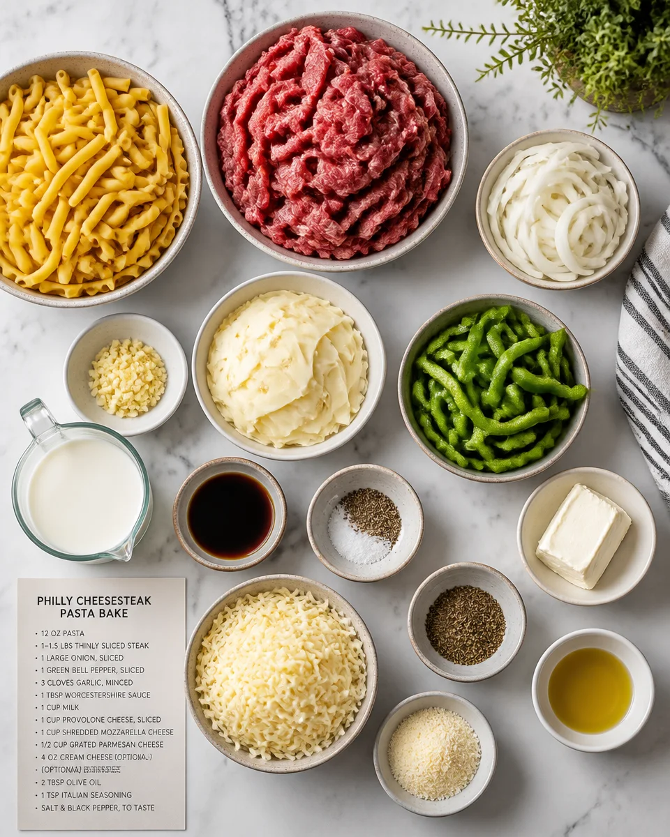 Philly Cheesesteak Pasta Bake