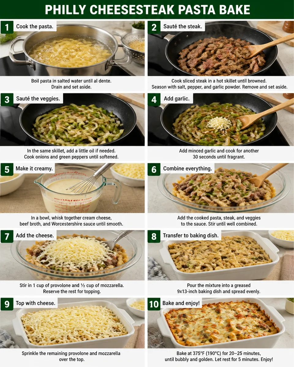 Philly Cheesesteak Pasta Bake