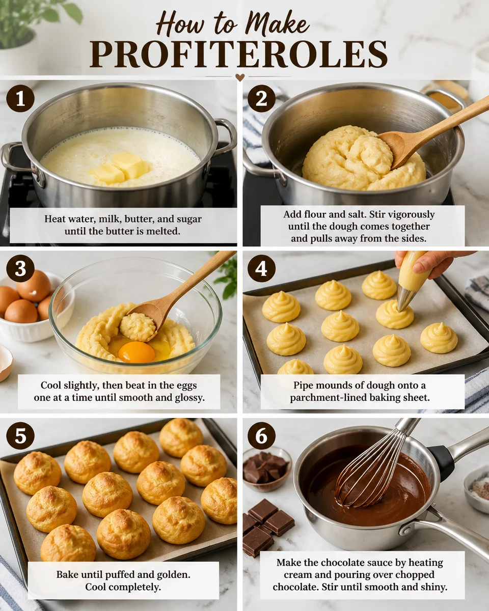 Profiteroles with Chocolate Sauce