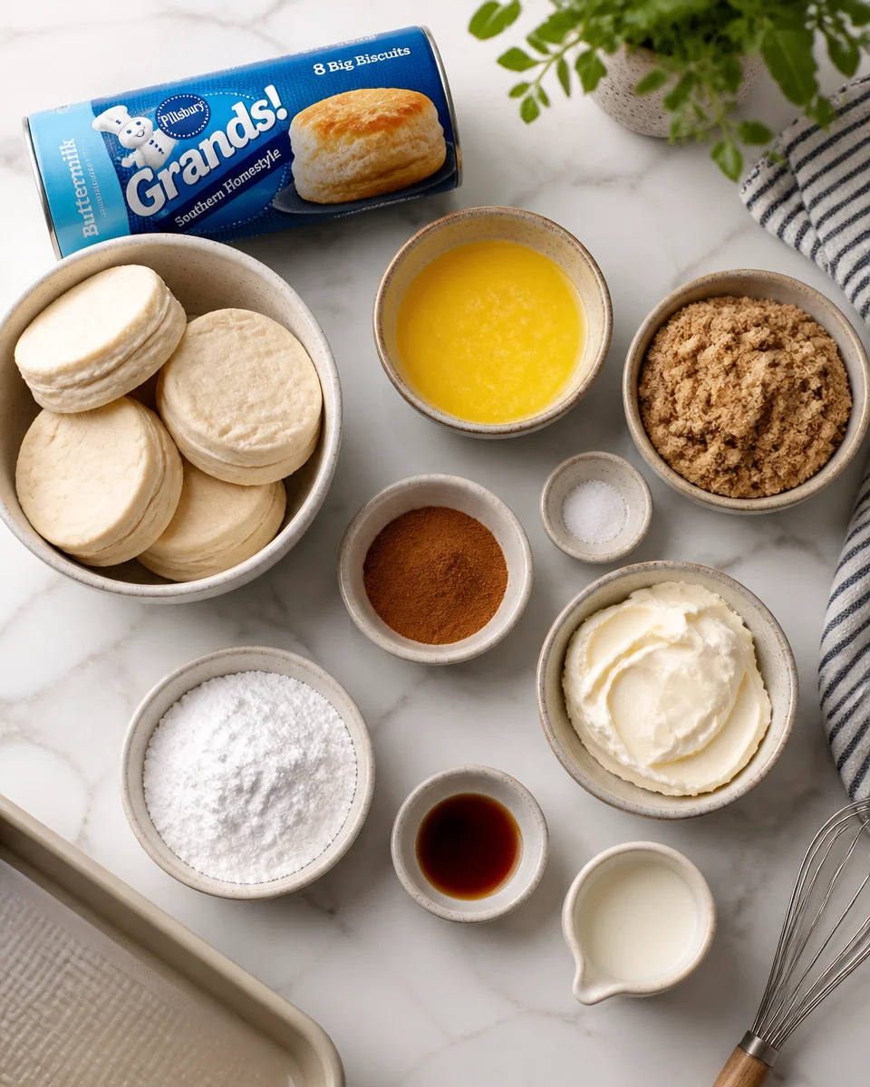 Pull Apart Cinnamon Roll Biscuits with Cream Cheese Glaze