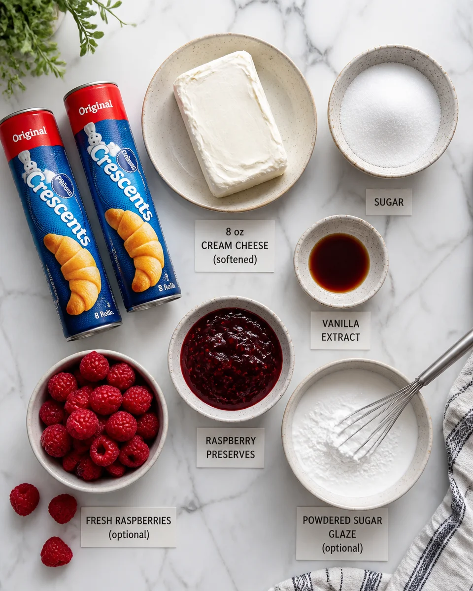 Raspberry Cream Cheese Danish with Crescent Rolls