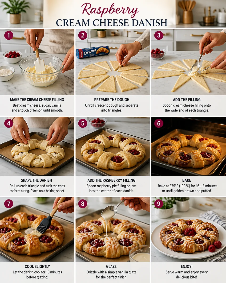 Raspberry Cream Cheese Danish with Crescent Rolls