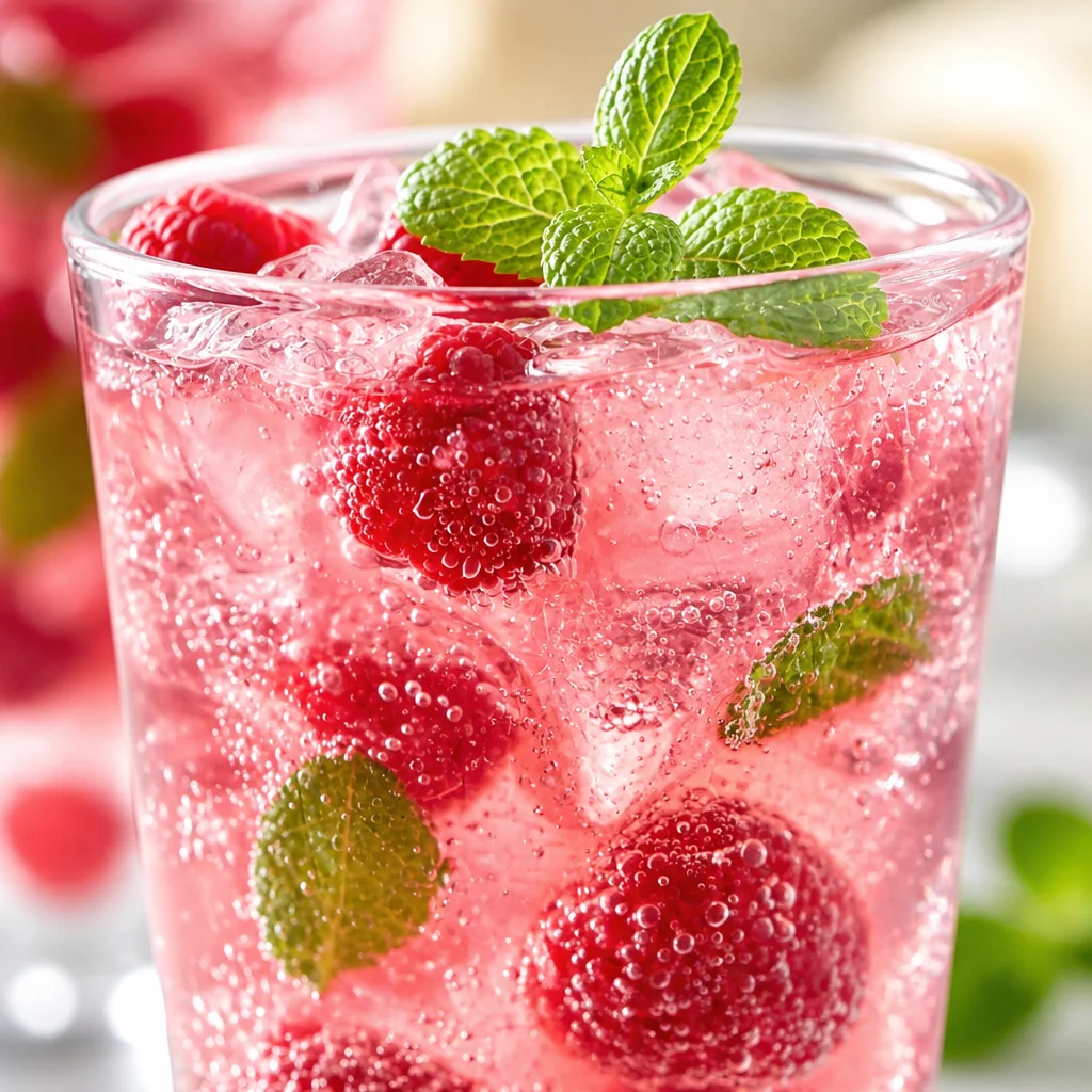 Refreshing Raspberry Rose Lemonade garnished with raspberries and rose petals.