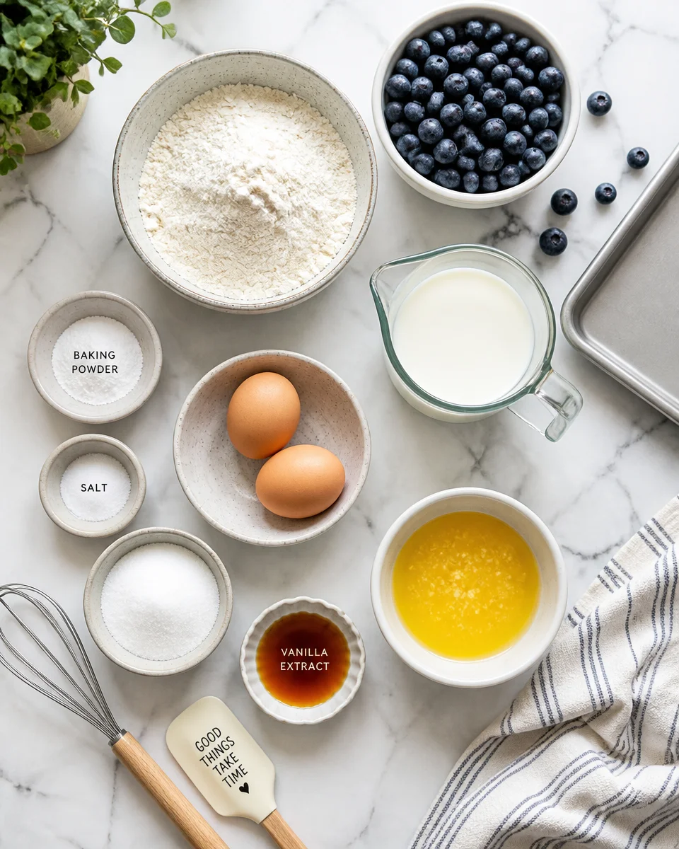 Sheet Pan Pancakes with Blueberries