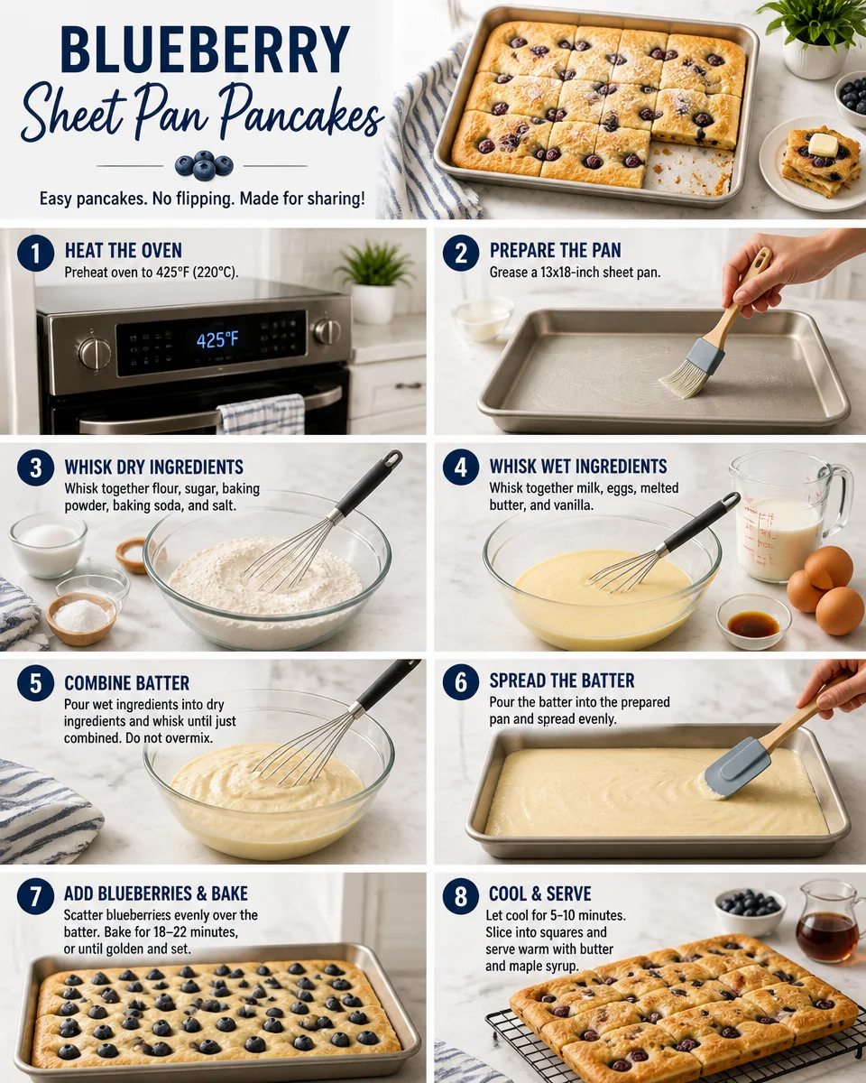 Sheet Pan Pancakes with Blueberries