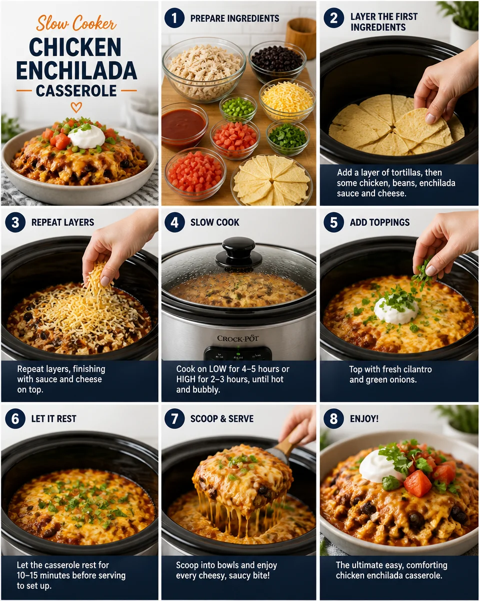 Slow Cooker Chicken Enchilada Casserole