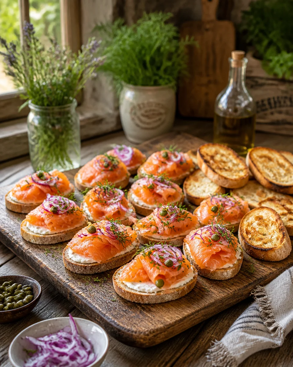 Smoked Salmon Cream Cheese Bagel Board