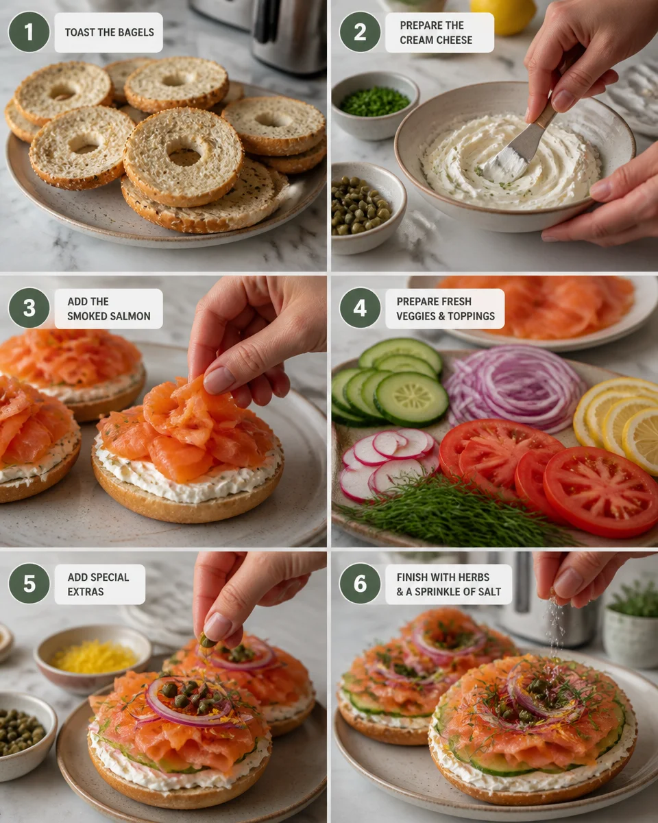 Smoked Salmon Cream Cheese Bagel Board