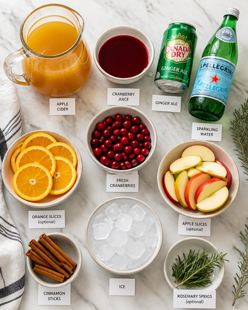 Sparkling Apple Cider Punch with Cranberry