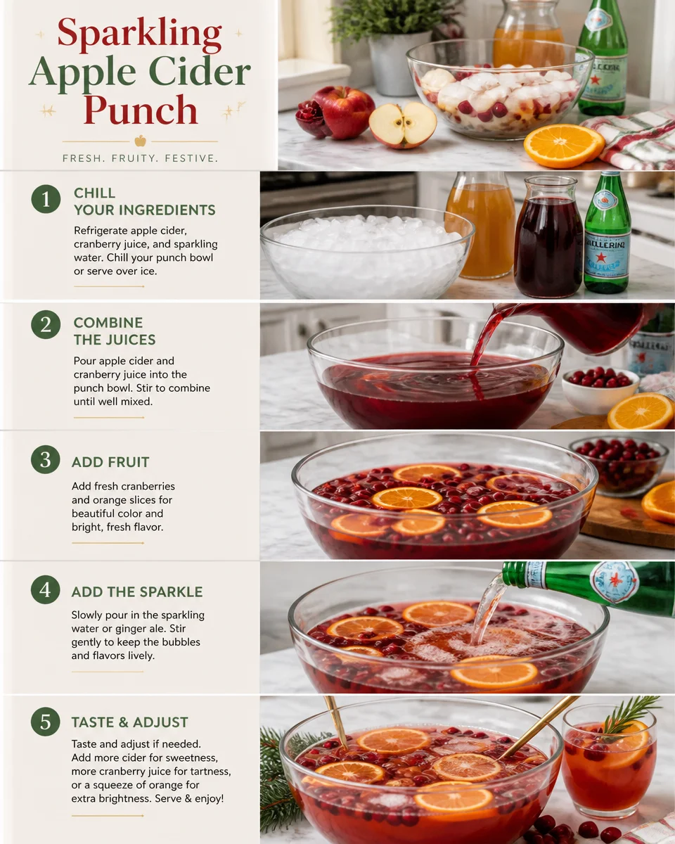 Sparkling Apple Cider Punch with Cranberry