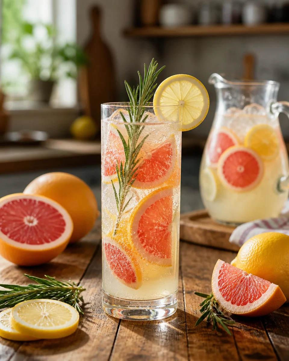 Sparkling Grapefruit Rosemary Lemonade