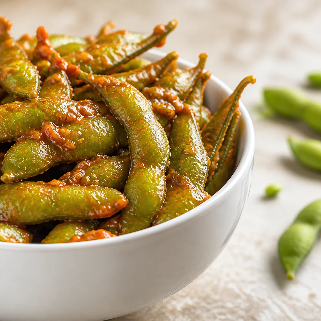 Delicious Spicy Edamame with Garlic, a quick 10-minute appetizer bursting with flavor.