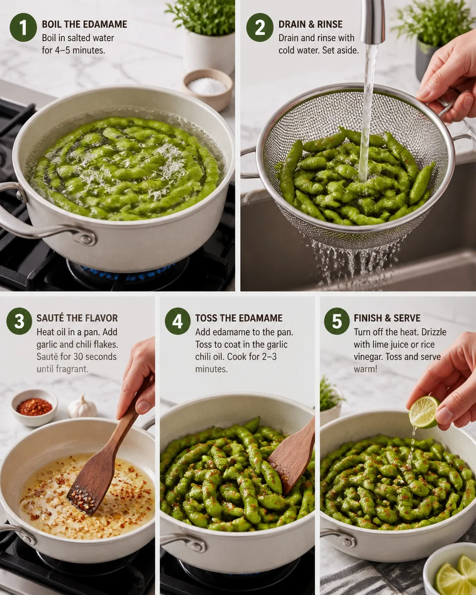 Spicy Edamame with Garlic
