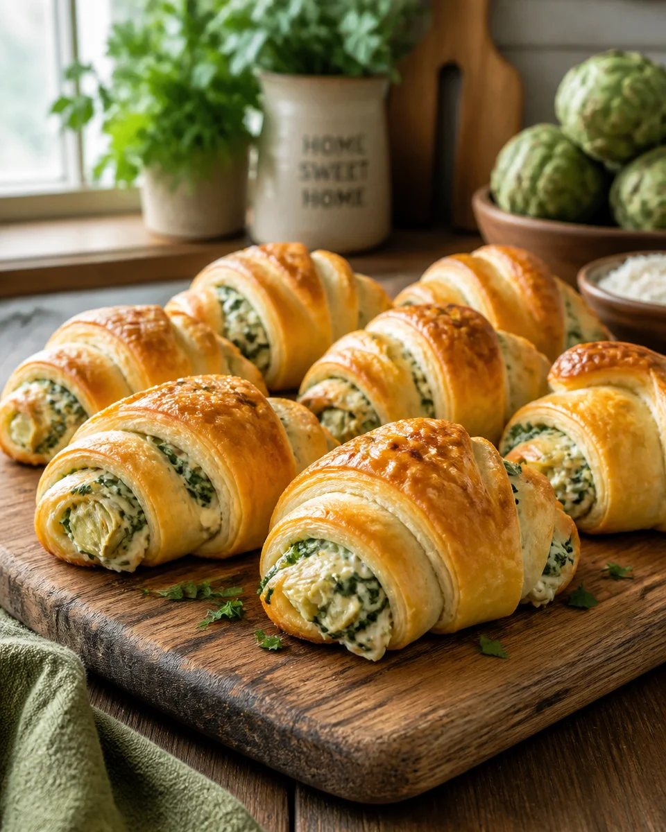 Spinach Artichoke Stuffed Crescent Rolls